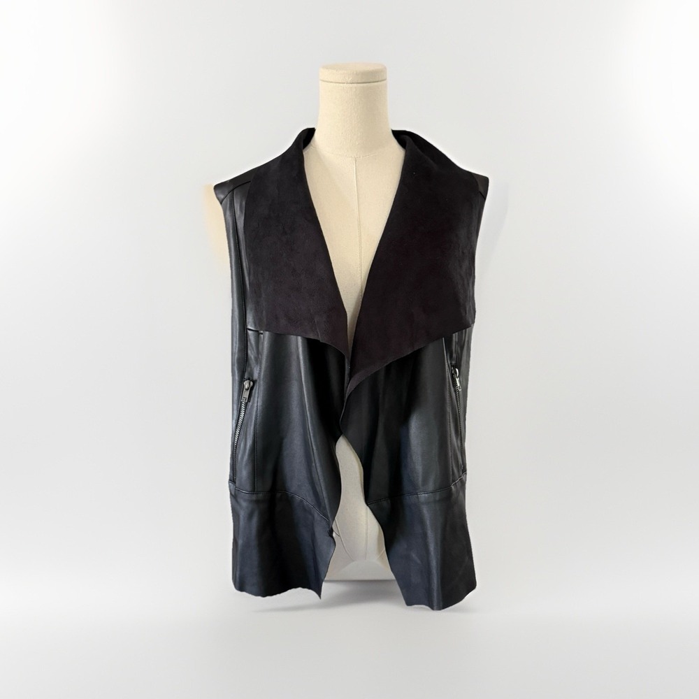 Buffalo David Bitton Vegan Leather Vest Sz M Punk Rock Sleeveless Mobwife Grunge